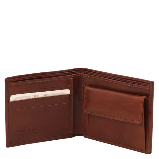 exclusive-2-fold-leather-wallet-for-men-with-coin-pocket-tl140761 - Ruskea - kuva 2