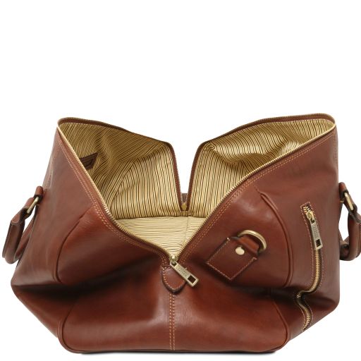 tl-voyager-travel-leather-duffle-bag-large-size-tl141794 - Ruskea - kuva 8