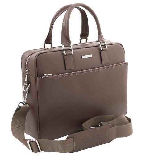 torino-saffiano-leather-laptop-briefcase-tl142551 - Dark Taupe - kuva 2