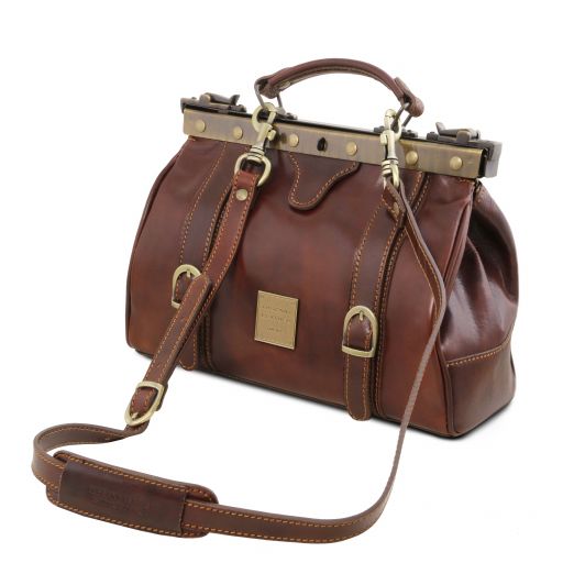 monalisa-doctor-gladstone-leather-bag-with-front-straps-tl10034 - Ruskea - kuva 3