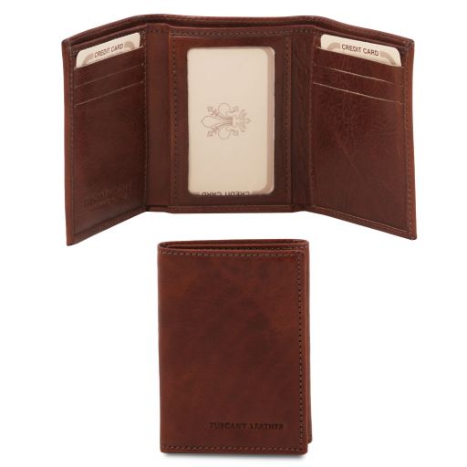 exclusive-3-fold-leather-wallet-tl140801 - Ruskea