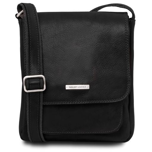 jimmy-leather-crossbody-bag-for-men-with-front-pocket-tl141407 - Musta