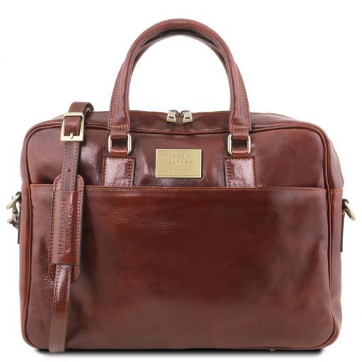urbino-leather-laptop-briefcase-2-compartments-with-front-pocket-tl141894 - Ruskea