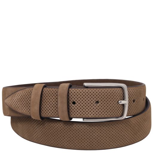 elegant-perforated-nubuck-leather-belt-35mm-tl142535 - Taupe