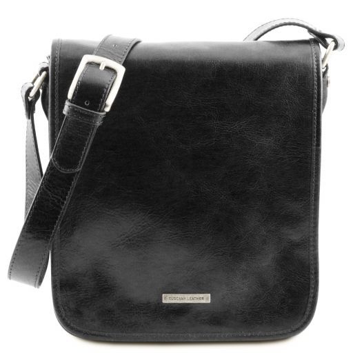 tl-messenger-two-compartments-leather-shoulder-bag-tl141255 - Musta