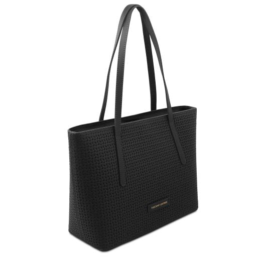 dedalo-woven-printed-leather-shopping-bag-tl142578 - Musta - kuva 2
