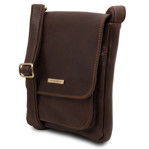 jimmy-leather-crossbody-bag-for-men-with-front-pocket-tl141407 - Tummanruskea - kuva 2