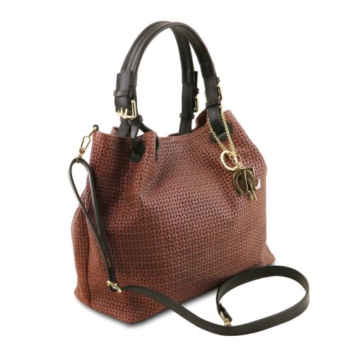 tl-keyluck-woven-printed-leather-shopping-bag-tl141573 - Cinnamon - kuva 2