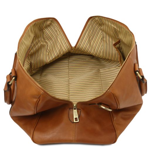 tl-voyager-travel-leather-duffle-bag-with-pocket-on-the-back-side-small-size-tl141250 - Ruskea - kuva 6