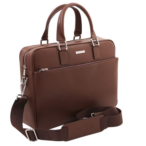 torino-saffiano-leather-laptop-briefcase-tl142551 - Coffee - kuva 2