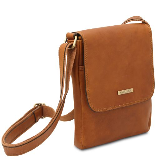 john-leather-crossbody-bag-for-men-with-front-zip-tl141408 - Luonnonväri - kuva 2