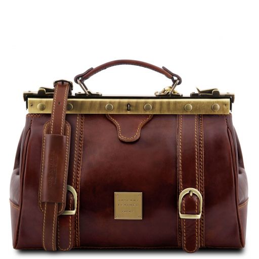 monalisa-doctor-gladstone-leather-bag-with-front-straps-tl10034 - Ruskea