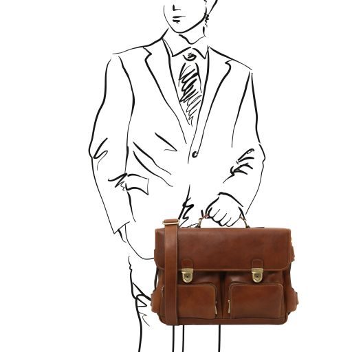 ventimiglia-leather-multi-compartment-briefcase-with-front-pockets-tl142069 - Ruskea - kuva 2