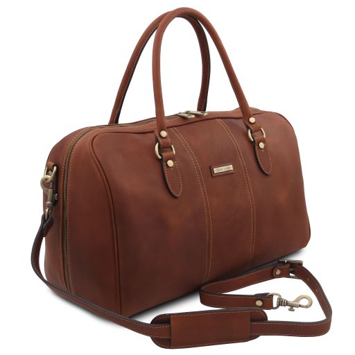 lisbona-travel-leather-duffle-bag-small-size-tl142558 - Ruskea - kuva 2