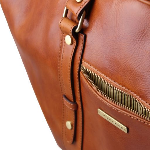 tl-voyager-leather-travel-bag-with-front-pocket-tl142140 - Tummanruskea - kuva 8