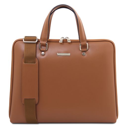 verona-saffiano-leather-business-bag-tl142547 - Konjakki
