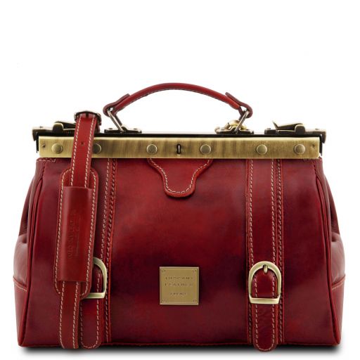 monalisa-doctor-gladstone-leather-bag-with-front-straps-tl10034 - Punainen