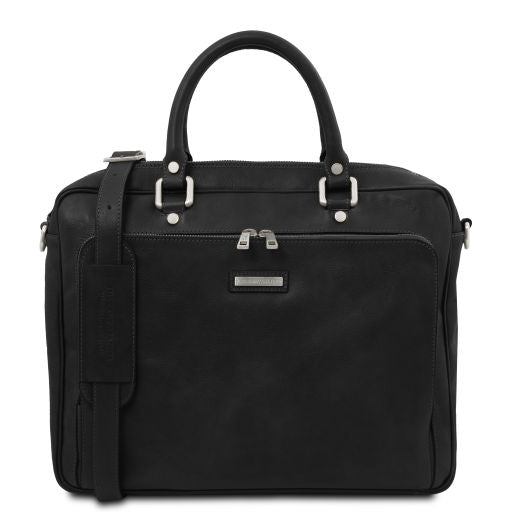 pisa-leather-laptop-briefcase-with-front-pocket-tl142427 - Musta
