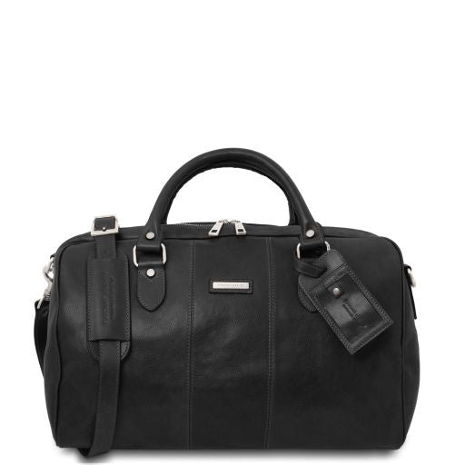 lisbona-travel-leather-duffle-bag-small-size-tl142441 - Musta