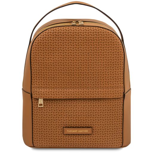 dedalo-woven-printed-leather-backpack-tl142576 - Konjakki