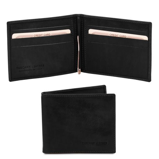 exclusive-leather-card-holder-with-money-clip-tl142055 - Musta