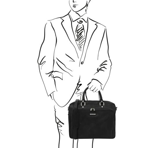 pisa-leather-laptop-briefcase-with-front-pocket-tl142427 - Musta - kuva 2