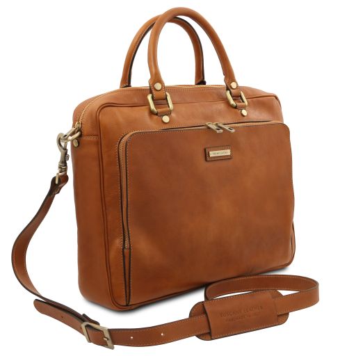 pisa-leather-laptop-briefcase-with-front-pocket-tl142427 - Ruskea - kuva 3