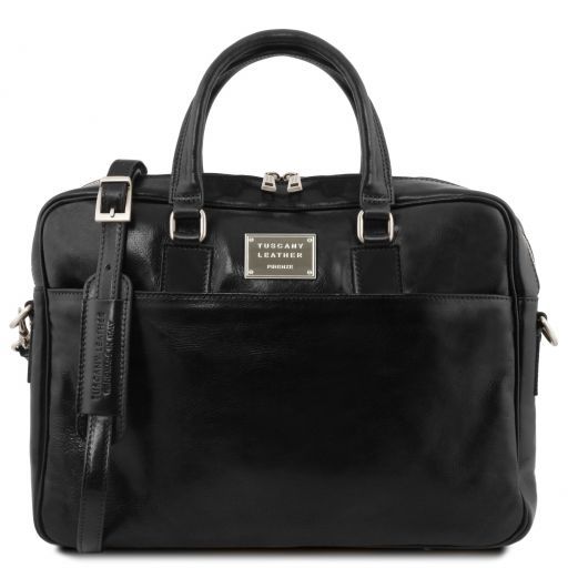 urbino-leather-laptop-briefcase-2-compartments-with-front-pocket-tl141894 - Musta