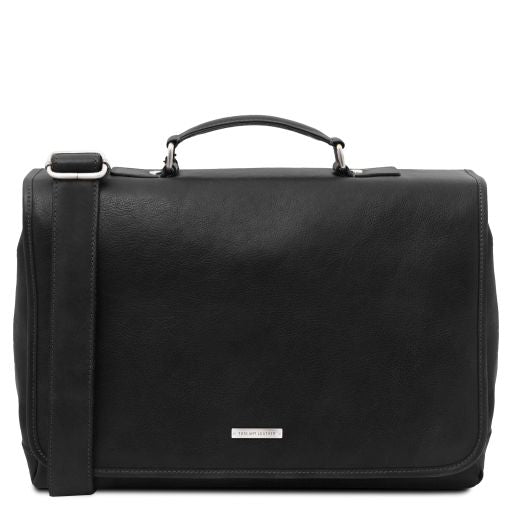 mantova-leather-multi-compartment-briefcase-with-flap-tl142068 - Musta