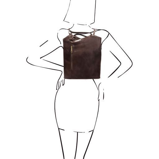 patty-leather-convertible-backpack-shoulderbag-tl141497 - Tummanruskea - kuva 7